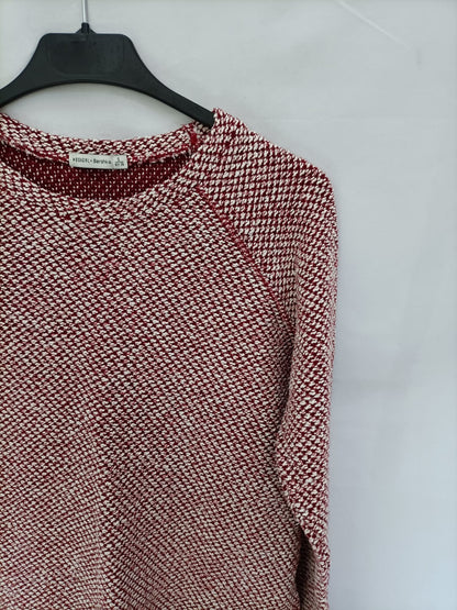 BERSHKA.Top burdeos y beige tweed T.s