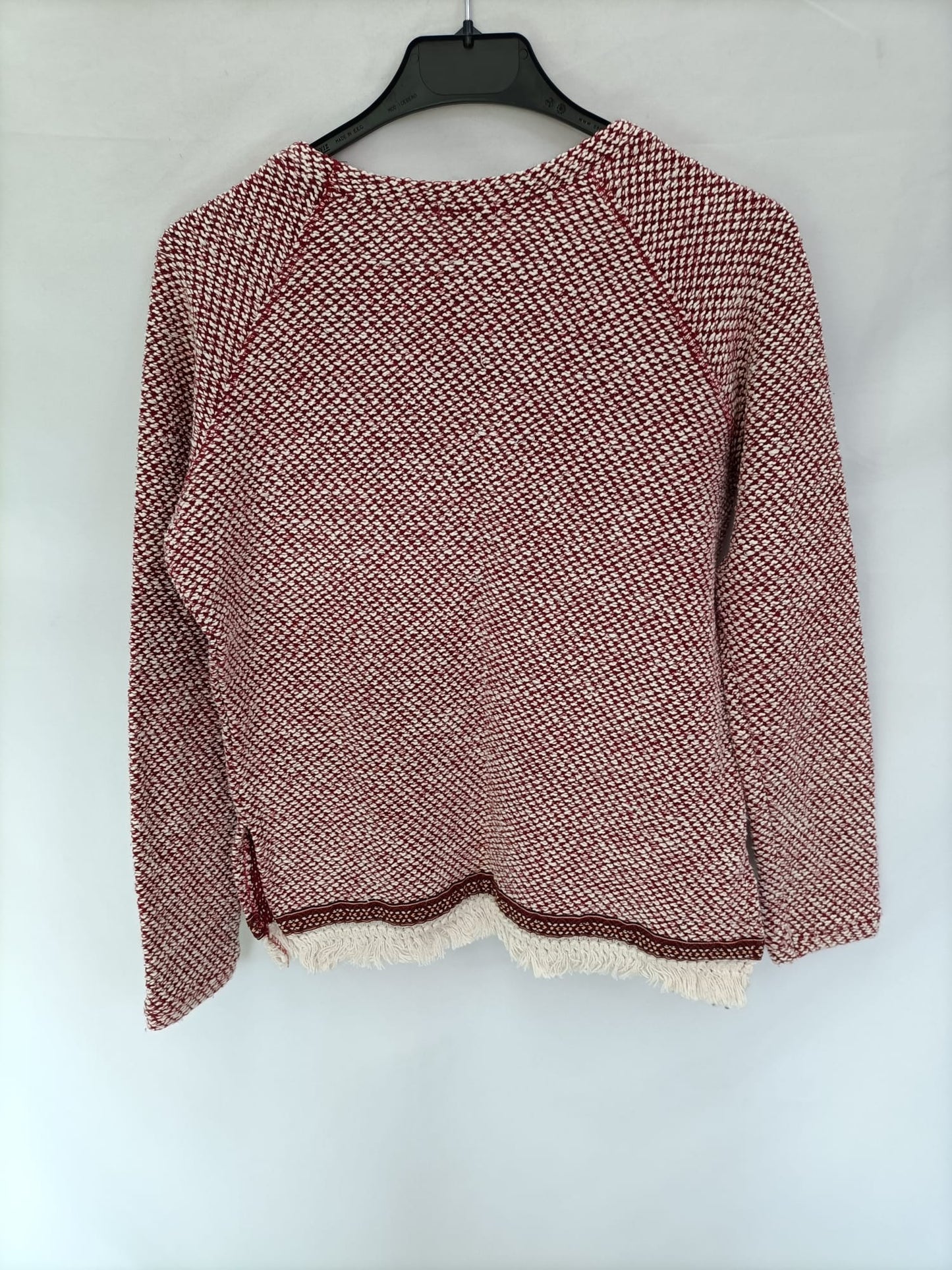 BERSHKA.Top burdeos y beige tweed T.s