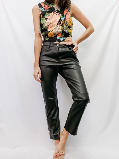 H&amp;M.Straight-leg faux leather trousers S.38