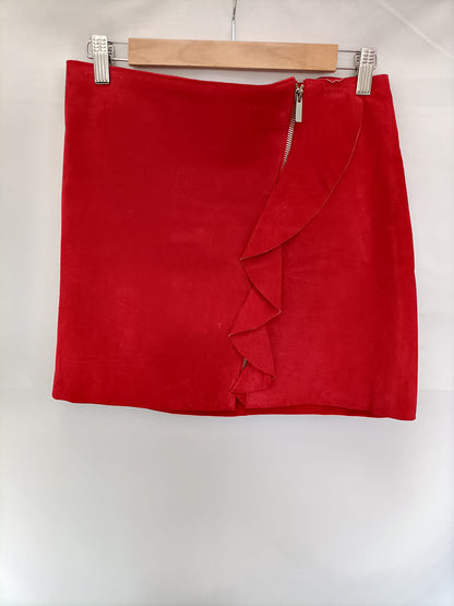 MANGO.Falda roja piel T.s