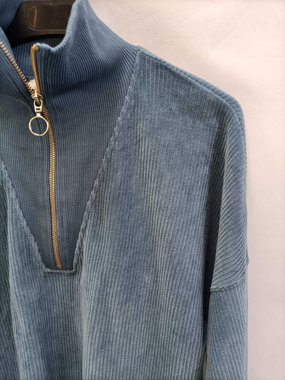 SÉZANE.Sudadera pana azul T.xs