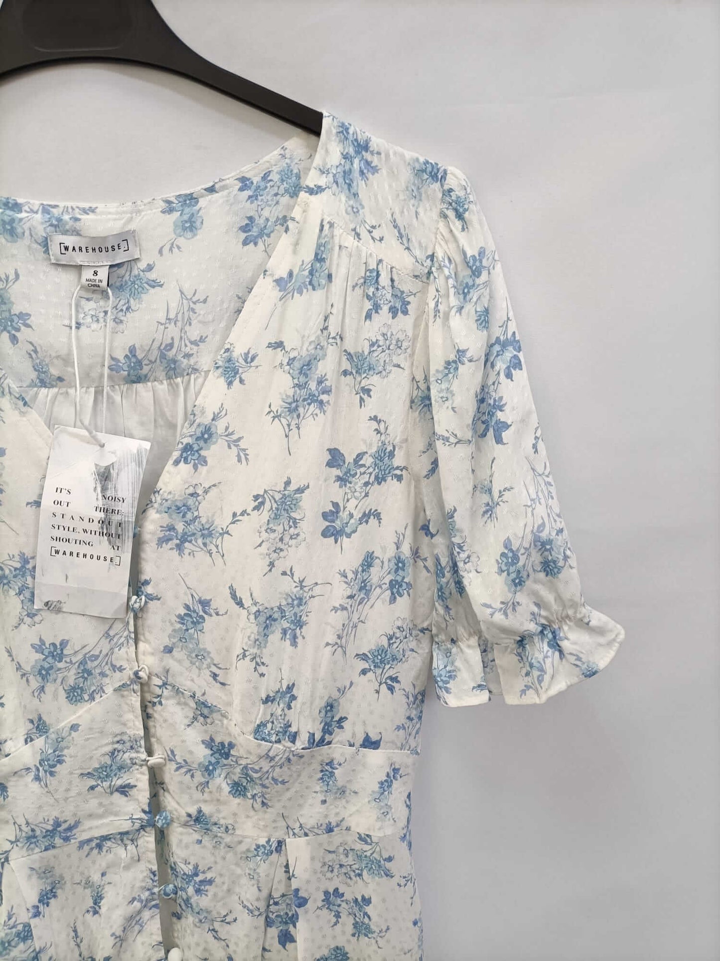 WAREHOUSE.Long white floral dress size 36