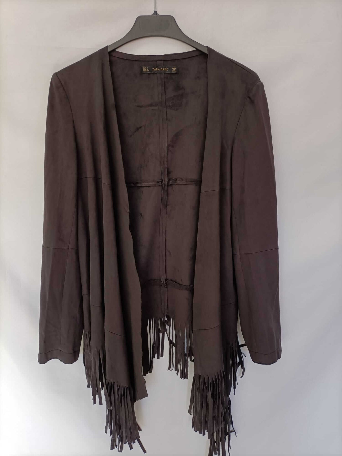 ZARA. Cazadora antelina flecos T.s