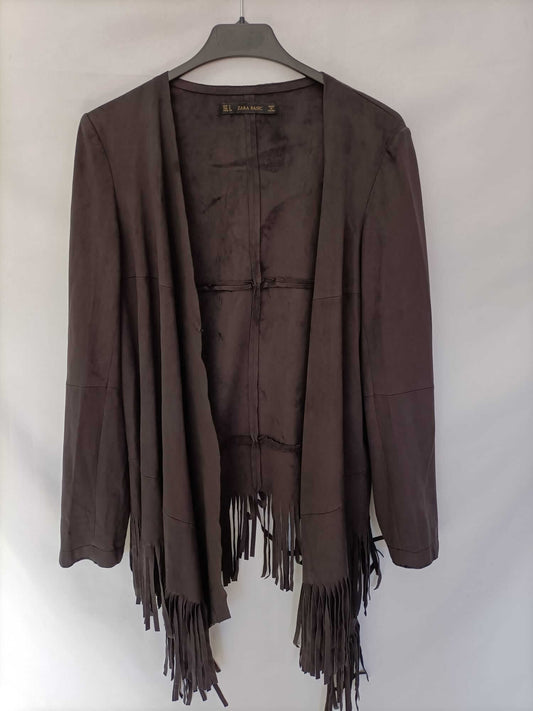 ZARA. Cazadora antelina flecos T.s