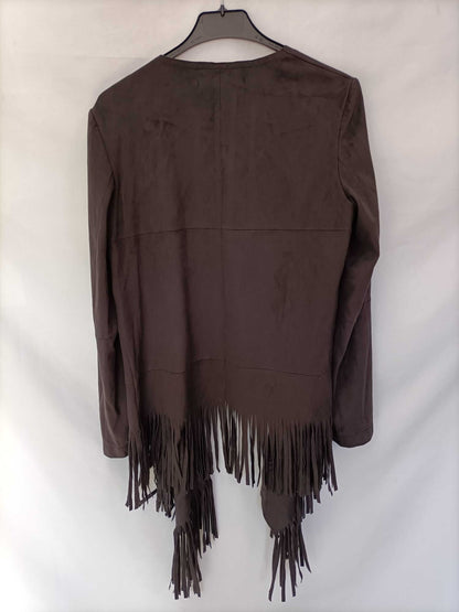 ZARA. Cazadora antelina flecos T.s