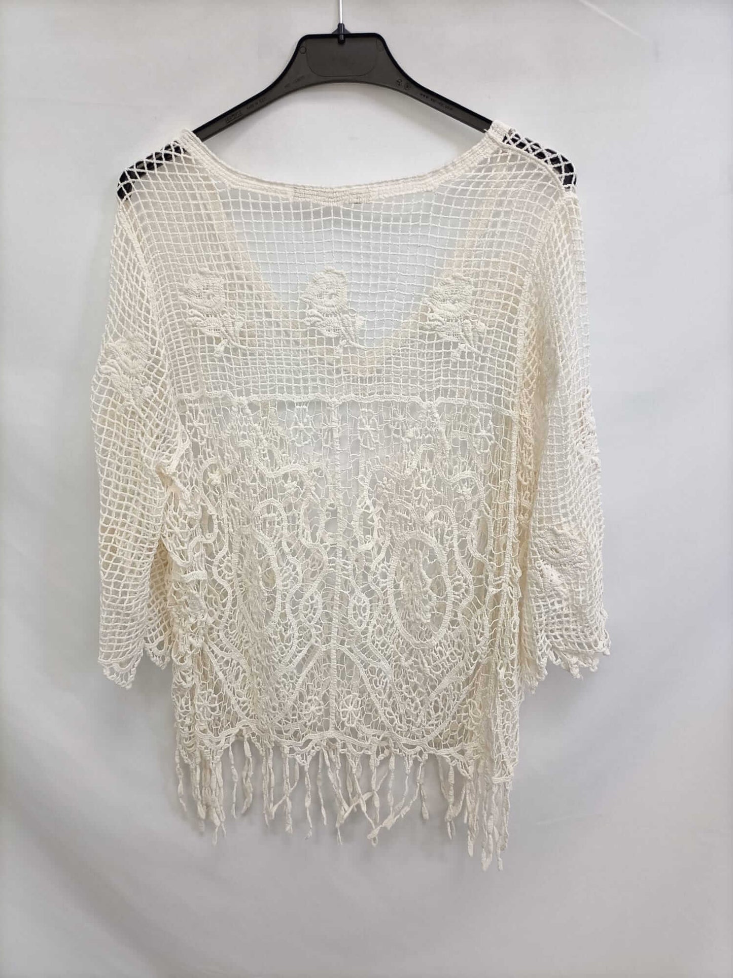 MOSNOVA.Top encaje beige flecos TU (s/m)