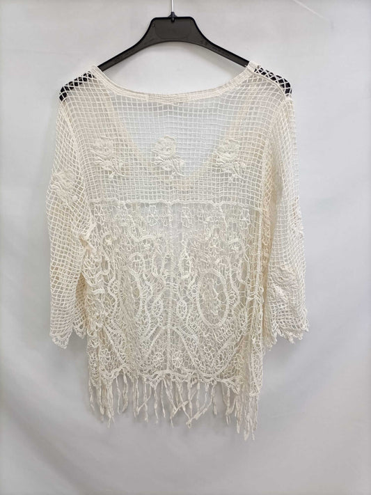 MOSNOVA.Top encaje beige flecos TU (s/m)