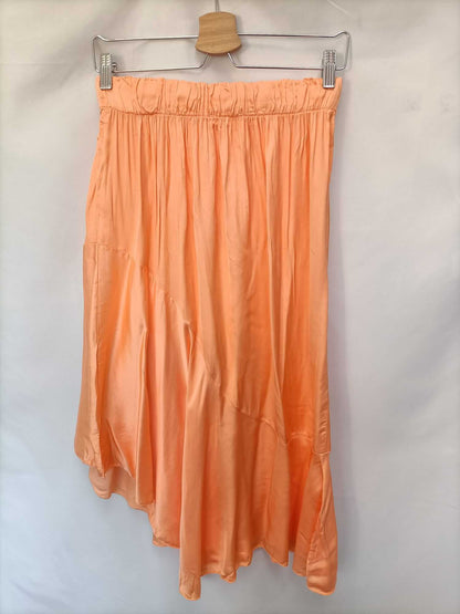 VIELA. Orange midi skirt TU (S/M)