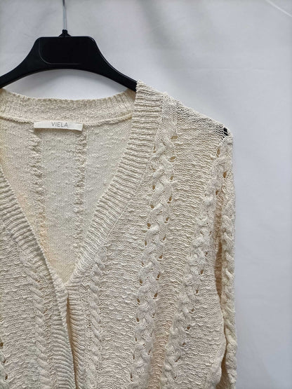 VIELA.TU die-cut beige cardigan (s/m)