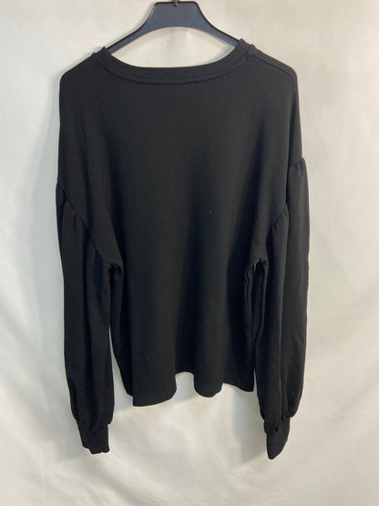 MANGO.Jersey/ Sudadera negra abalorios T.m