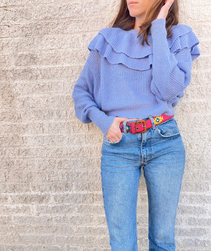 ZARA. Jersey azul volante T.s