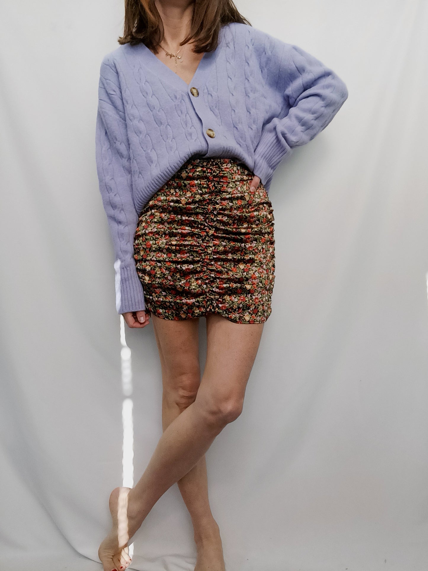 ZARA. Gathered floral skirt T.xs