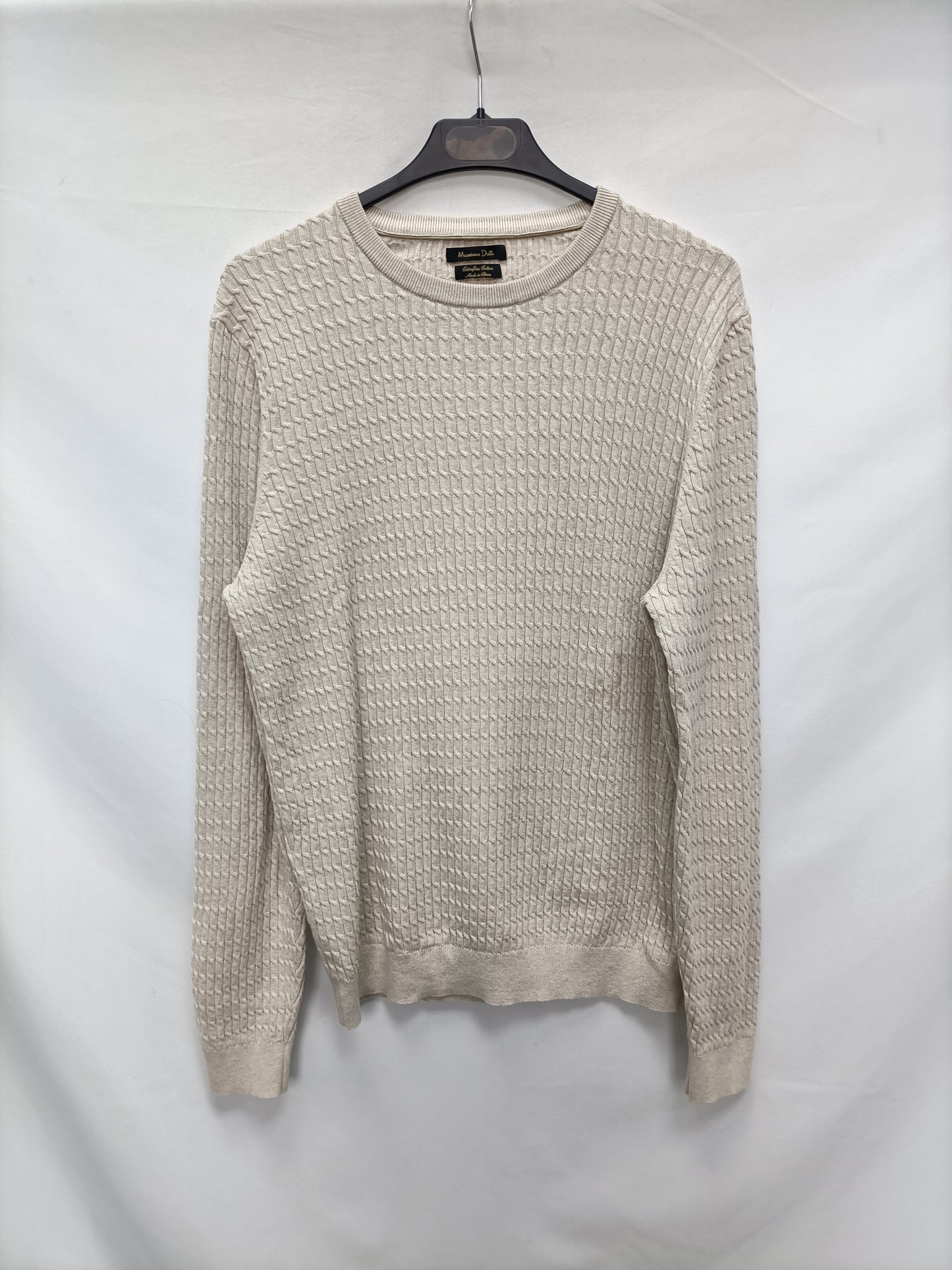 MASSIMO DUTTI. Beige cable-knit sweater