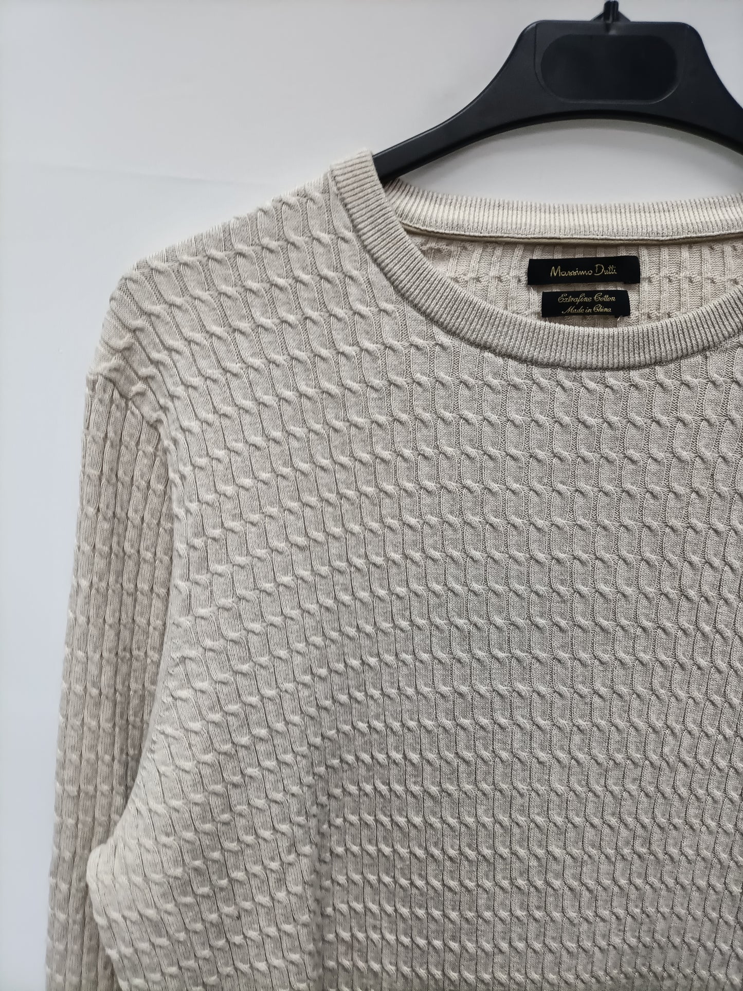 MASSIMO DUTTI. Beige cable-knit sweater