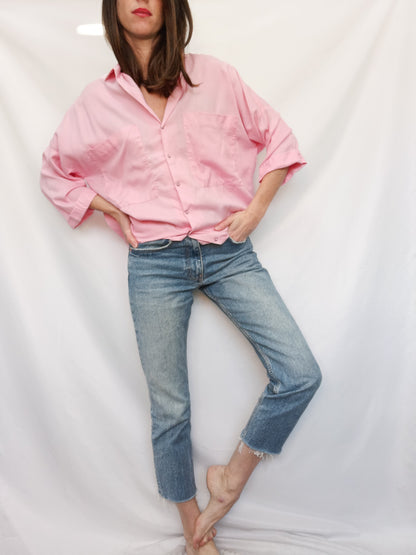 ZARA. Camisa rosa oversized T.xs