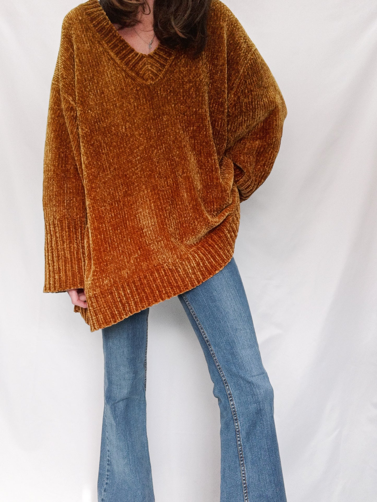 ZARA. Jersey  mostaza oversized T.m