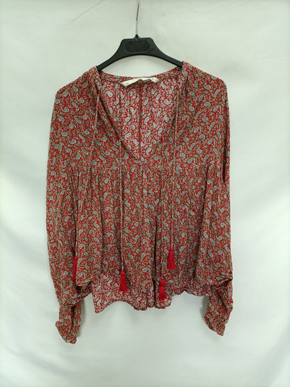 ZARA. Blusa roja amebas T.m