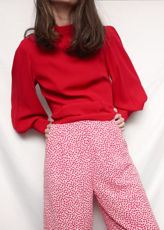 TOPSHOP. Blusa roja entallada T.34