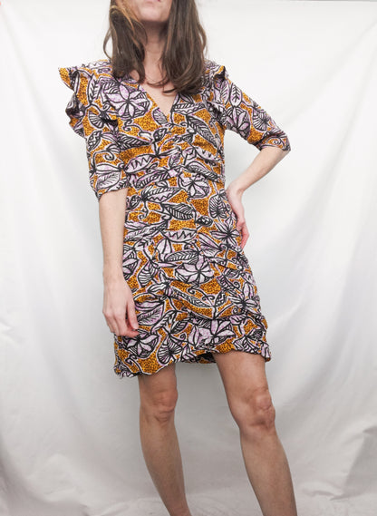 ZARA. Short pink leaf print dress Ts