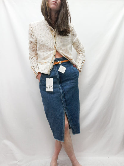 ZARA. Falda denim cremallera T.xs