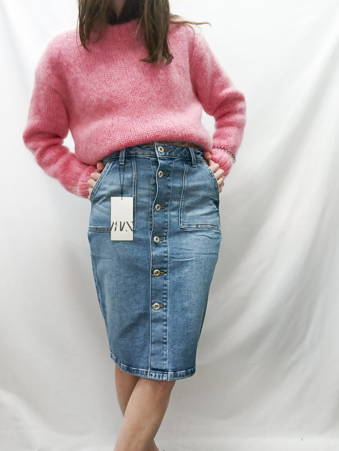 ZARA. Falda denim  botones T.s