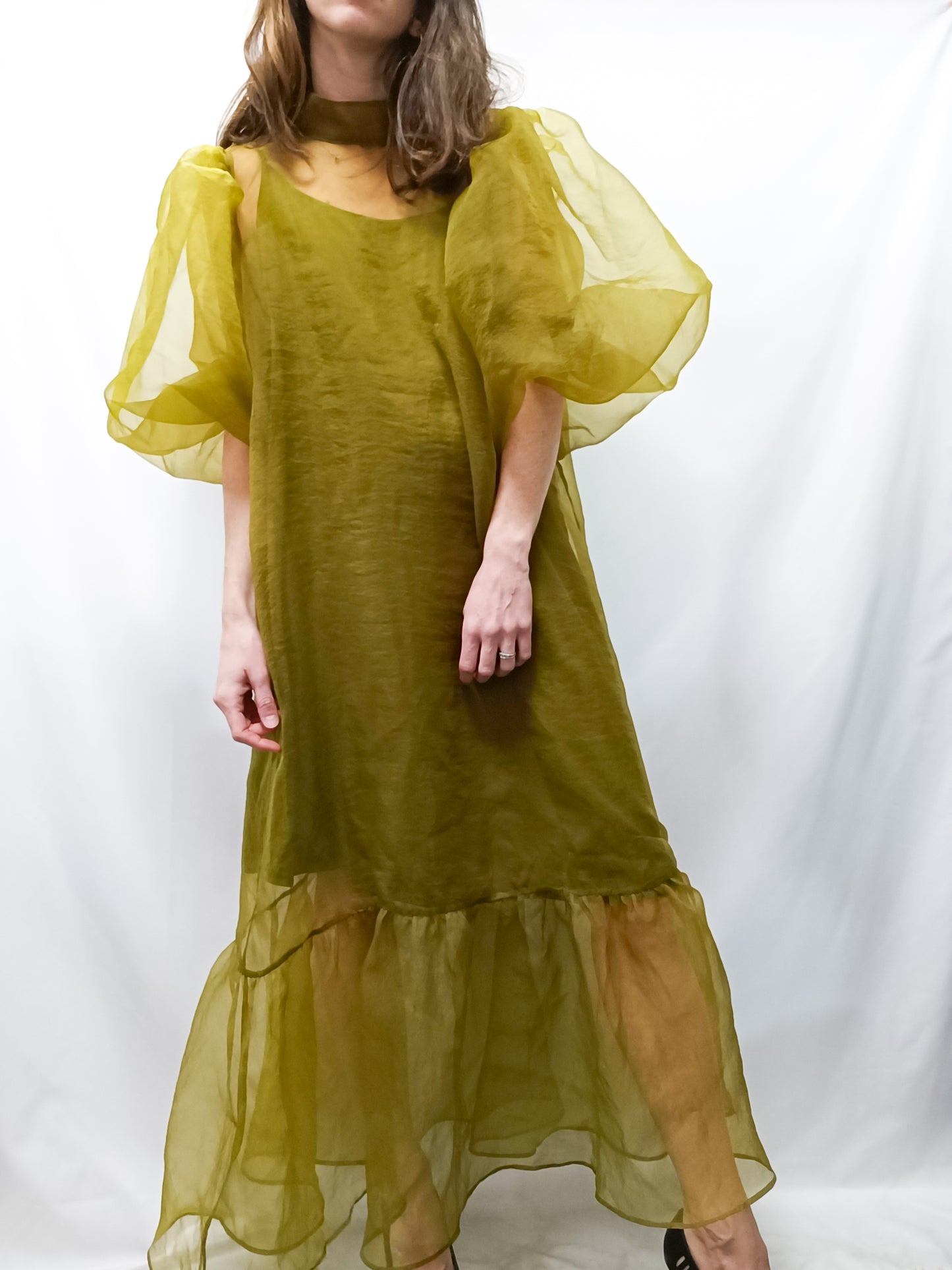 H&M. Vestido largo gasa T.s