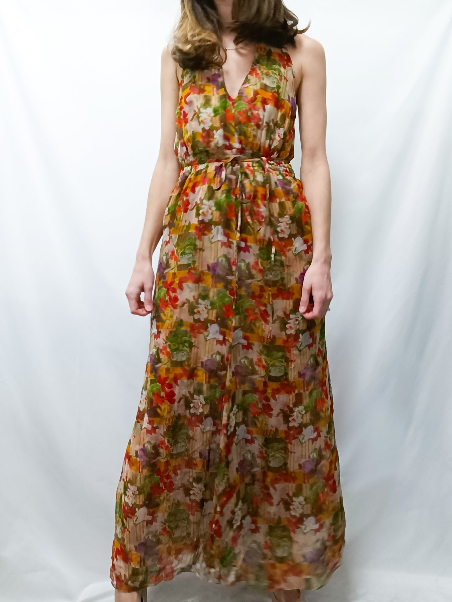 ADOLFO DOMINGUEZ. Flowing floral dress T.40