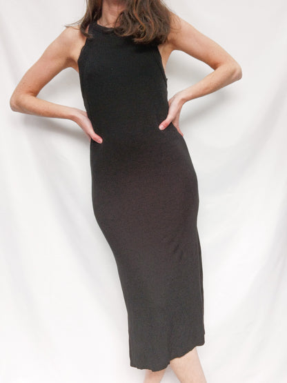 MANGO. Vestido midi Negro T.s