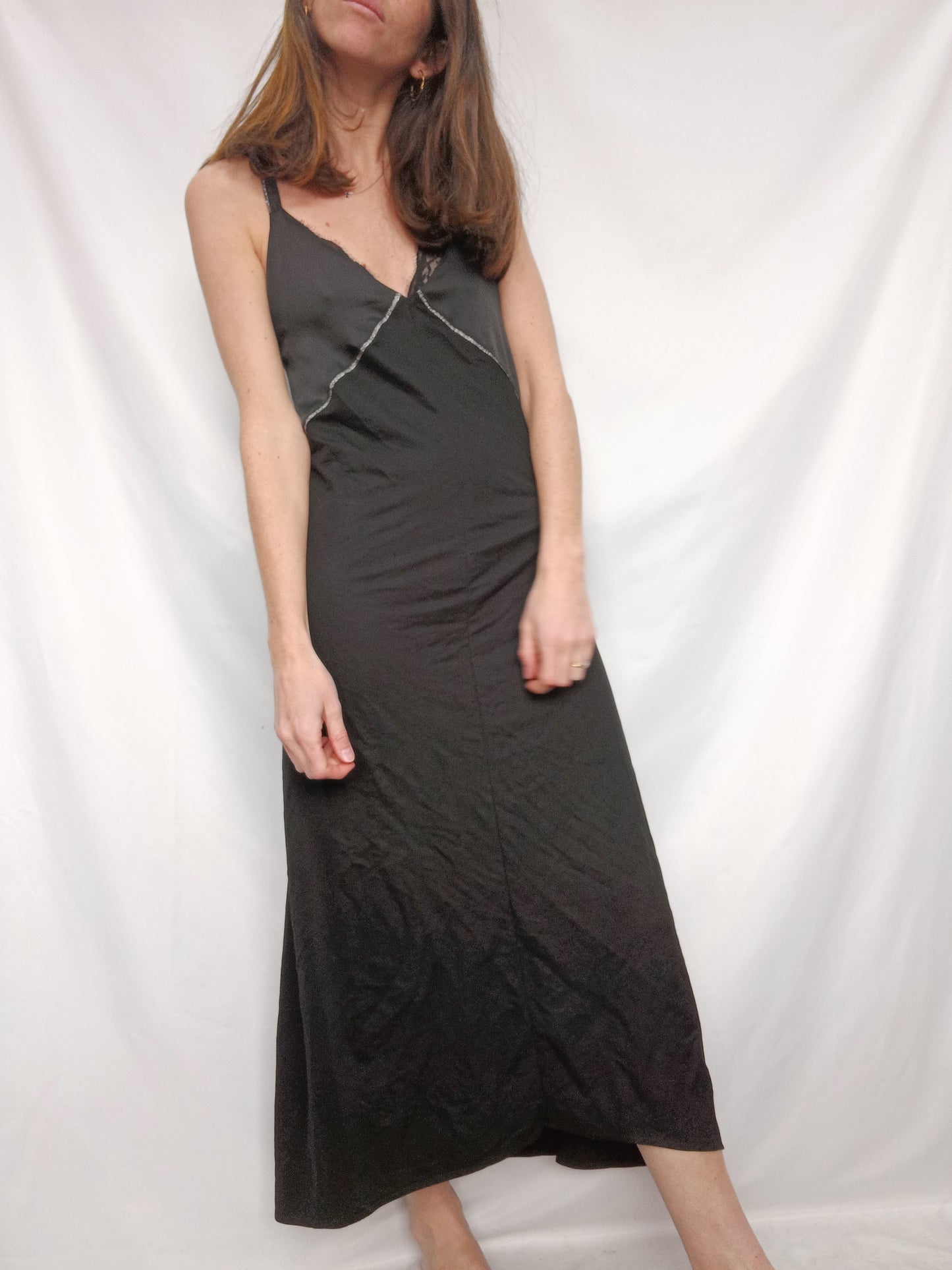 ZARA. Vestido largo Negro T.s