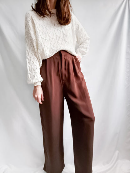 ZARA. Brown wide-leg trousers Ts