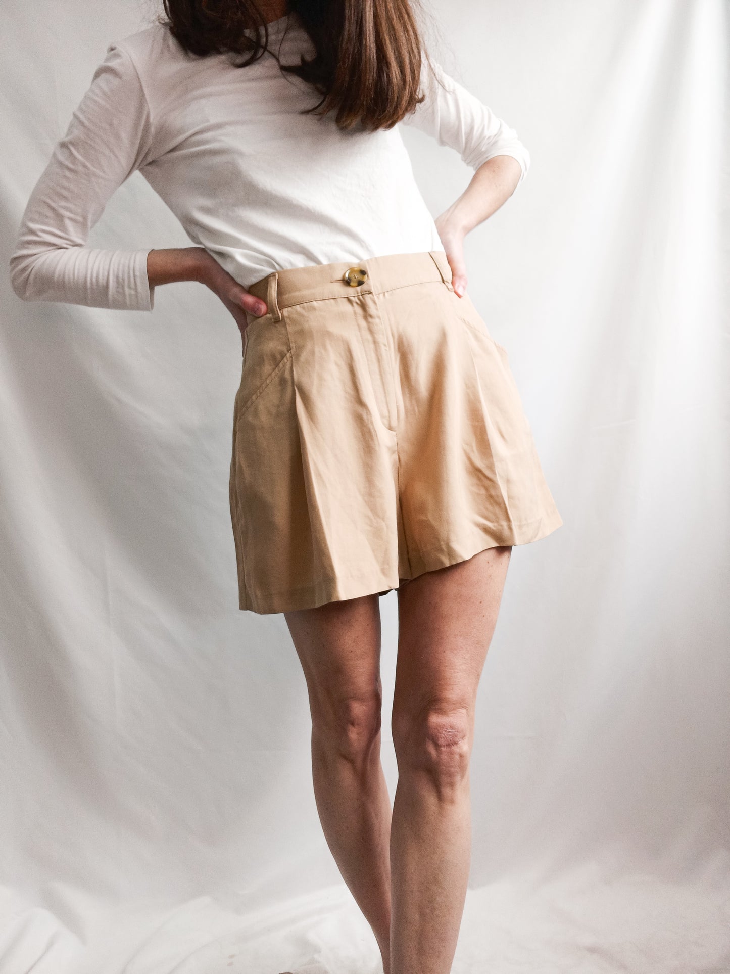 ZARA. Camel Ts Flowing Shorts