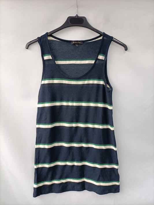 MASSIMO DUTTI. Top azul punto TS