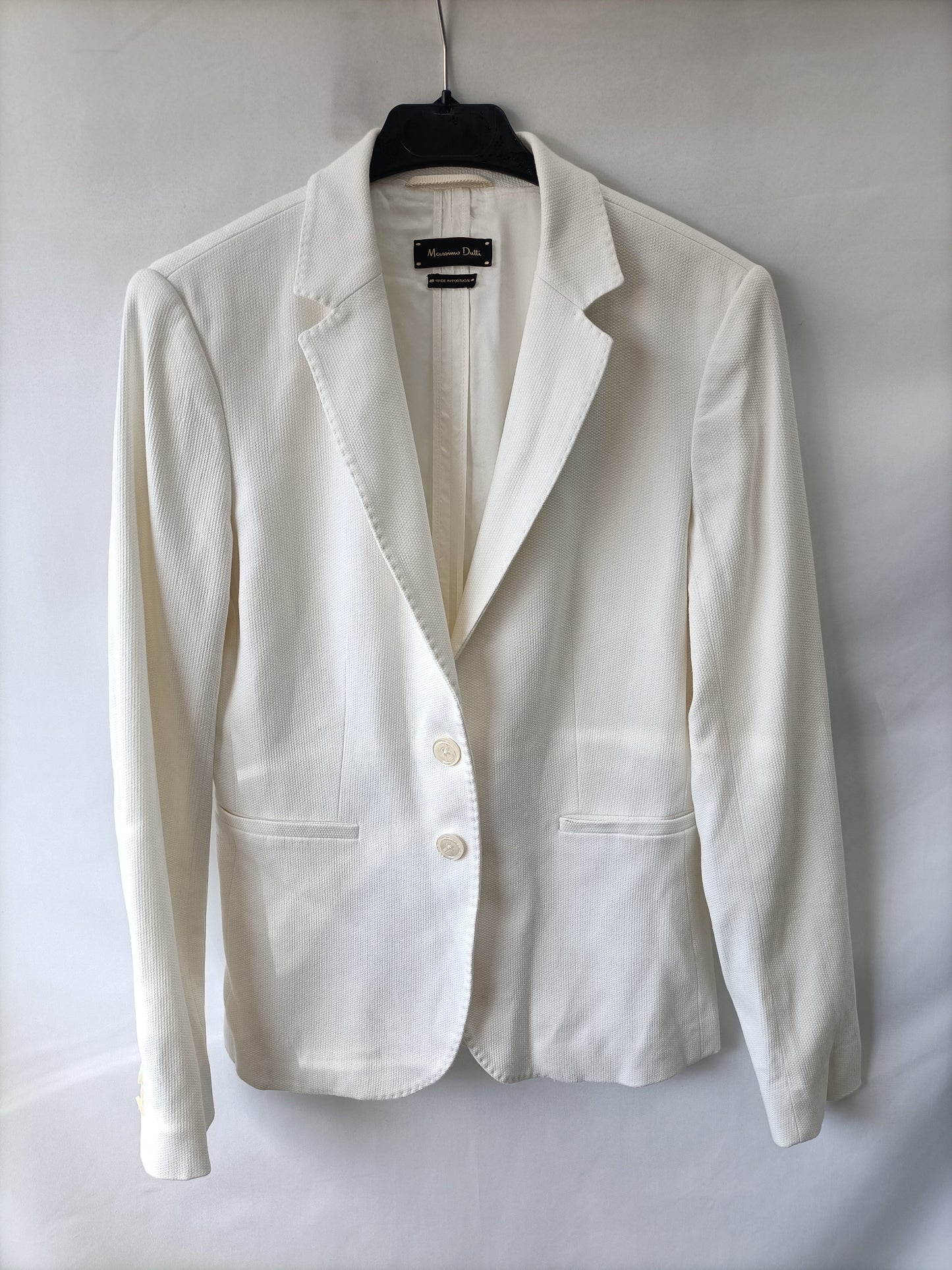 MASSIMO DUTTI.Blazer textura blanco T.38