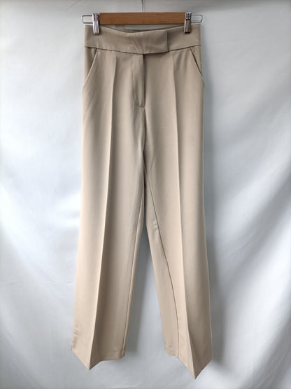 H&amp;M. Beige wide-leg trousers size 34