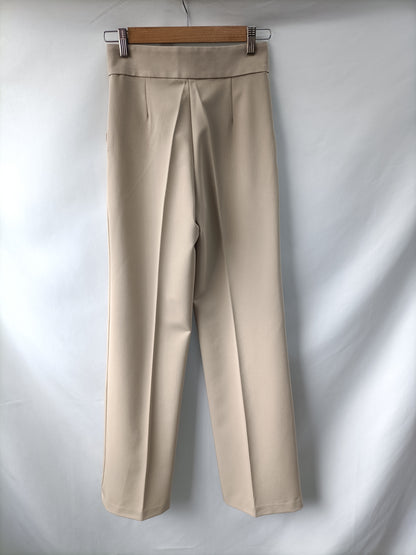 H&amp;M. Beige wide-leg trousers size 34