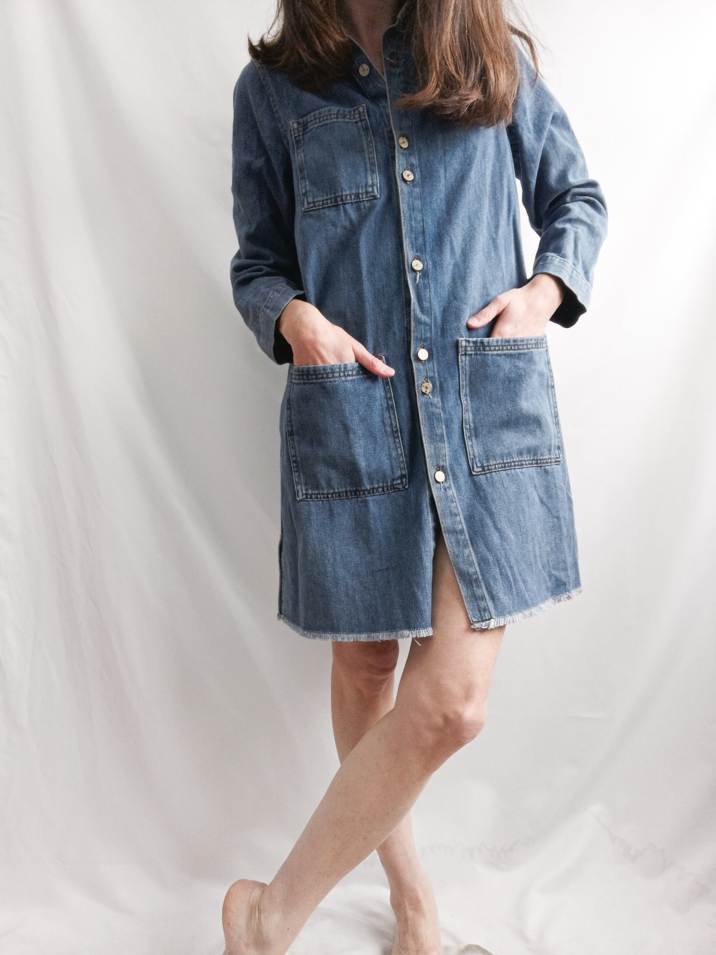 MANGO. Short denim dress Ts