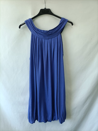 ZARA. Vestido morado plisado T.xs