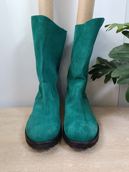 BLUMARINE. Botas verdes antelina T.39