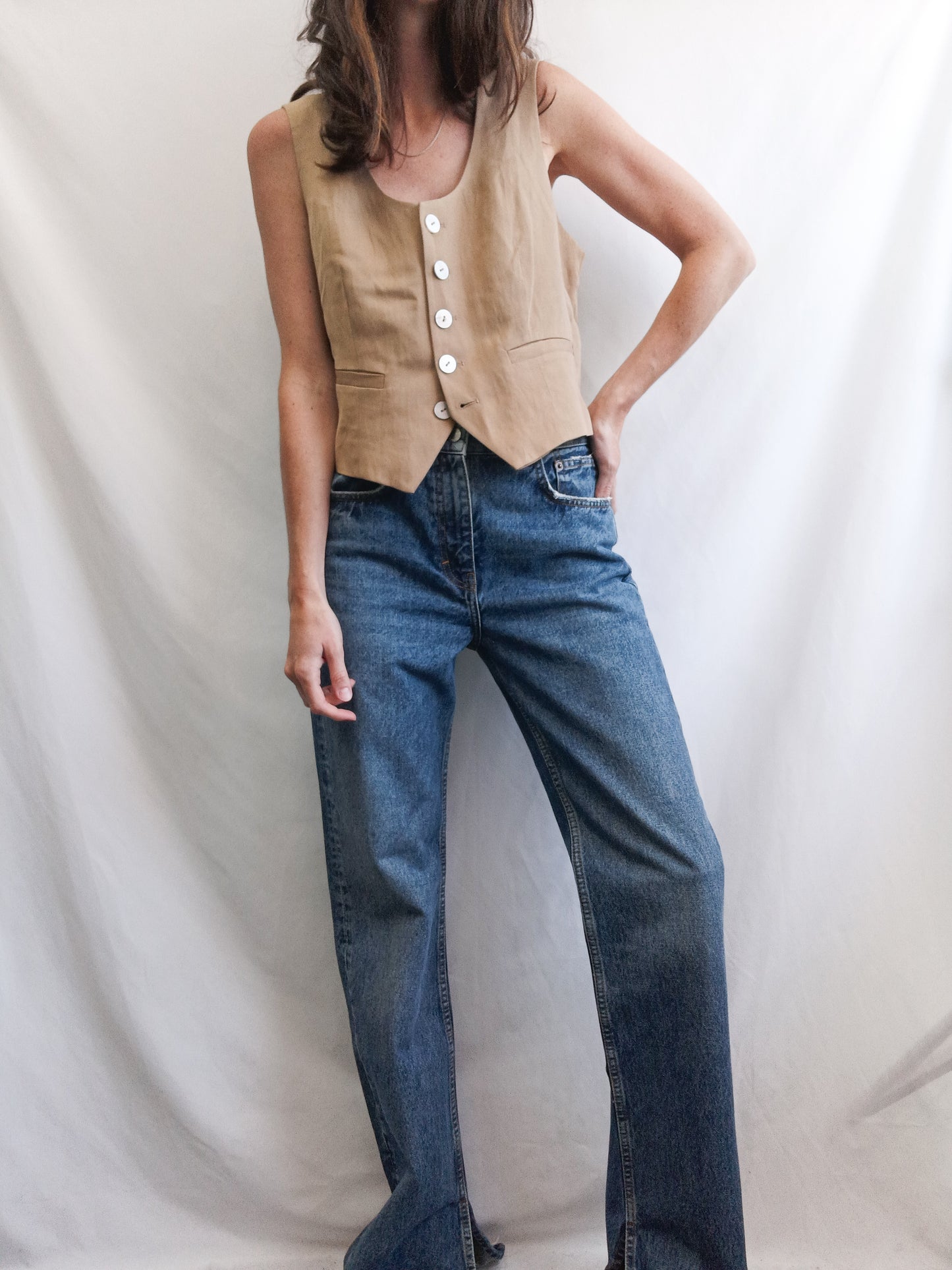 PULL&BEAR.  Pantalón ancho denim T.36