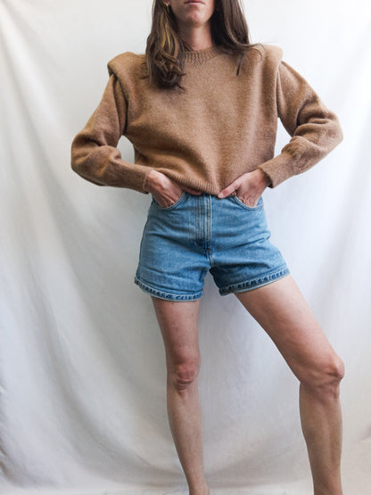 MANGO. Jersey camel hombreras T.xs