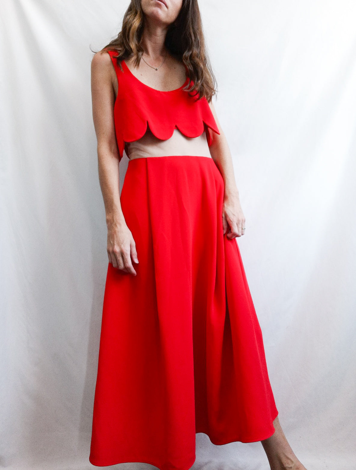 ZAYAN THE LABEL. Red Ts midi dress