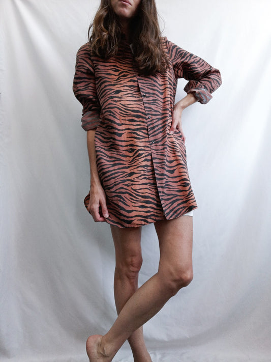 ZARA.Camisa oversized animal print tie dye T.S