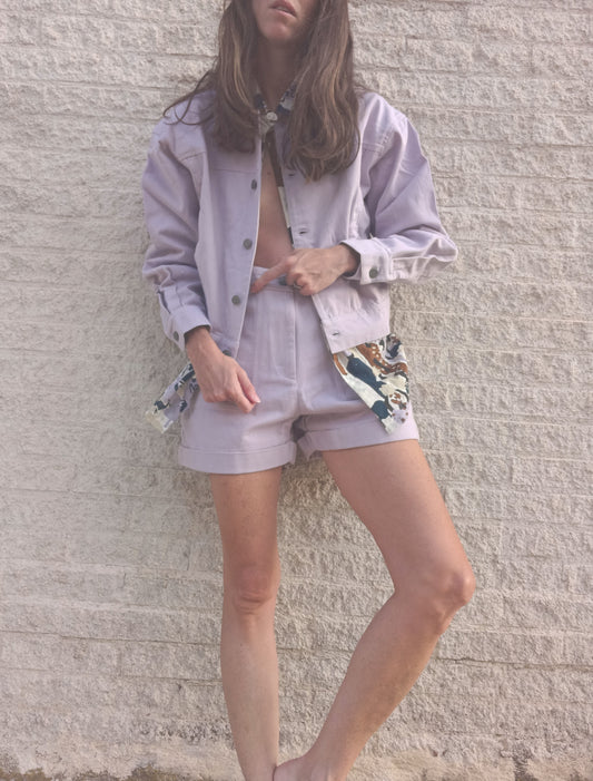 THINKING MU. Cazadora denim lila T.m