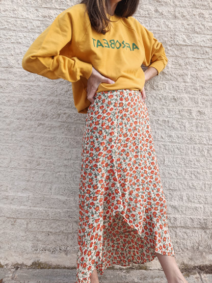 PULL&BEAR. Falda beige flores T.m