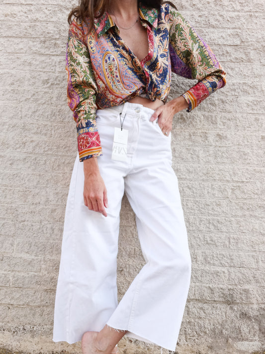 ZARA. Culotte blanco denim T.34