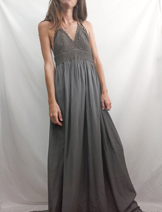 COOL&ME.Vestido top croché gris TU (S/M)