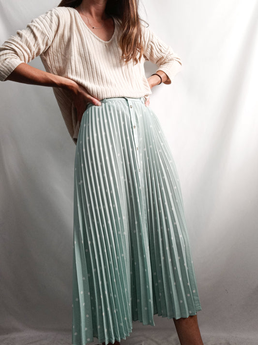 STRADIVARIUS.Turquoise polka dot Ts midi skirt