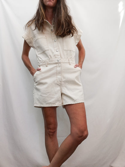 PRIMARK.Mono corto beige denim T.38 (TARA)