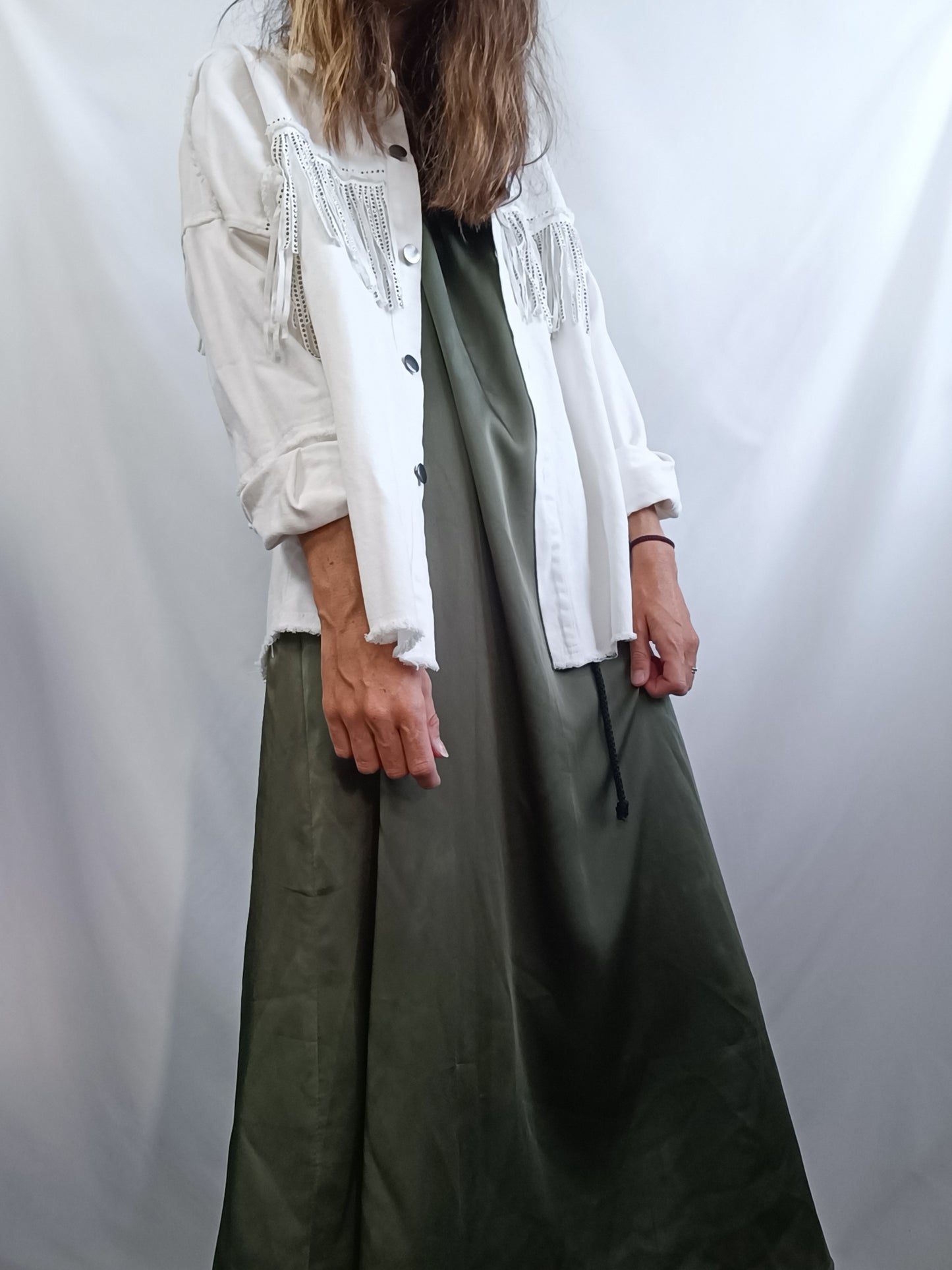 NEW COLLECTION.Cazadora vaquera flecos TU (S/M)