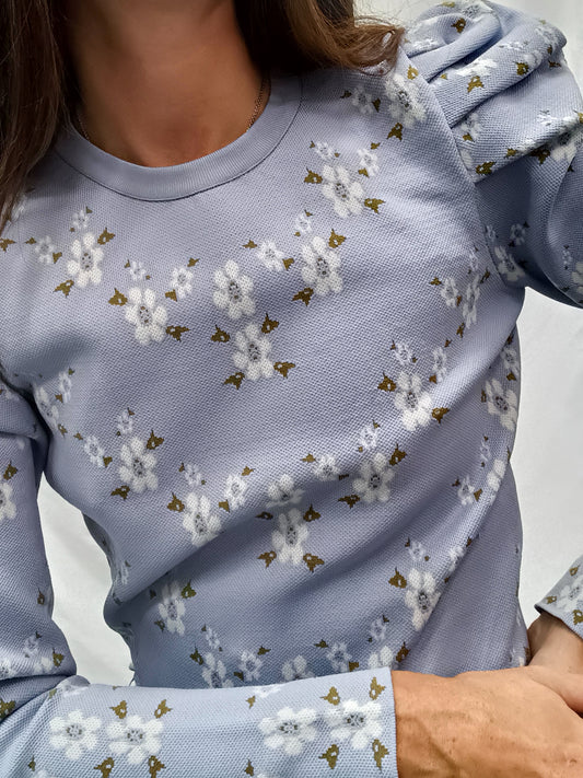 ZARA.Jersey azul hombros abullonados T.S